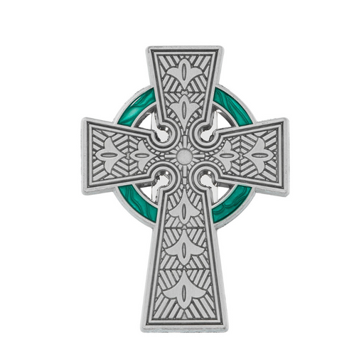 Celtic Cross with Green Epoxy Visor Clip