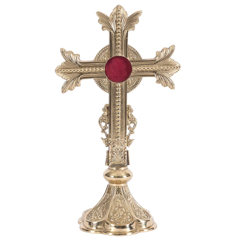Relicario estilo cruz de flor de lis