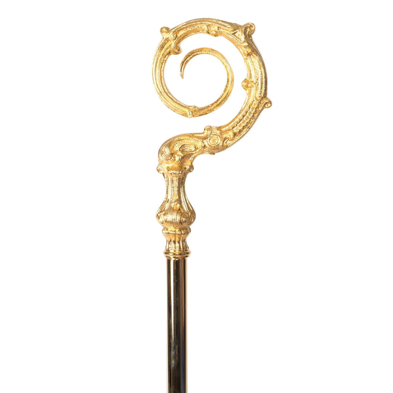 71" 24Kt Gold Plated Traditional European Design Bishop Staff Crosier