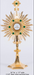 Gold Plated Monstrance with Glass Enclosed Luna - Green Stones