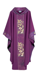 HB1 - Classic Hand Embroidered Chasuble with Grapes and Leaves Designs