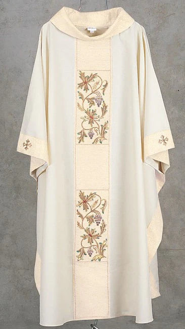 HB1 - Classic Hand Embroidered Chasuble with Grapes and Leaves Designs