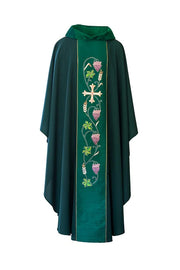HB135 - Hand Embroidered Chasuble on Luxurious Art Silk Duoponi with Orphrey Detail