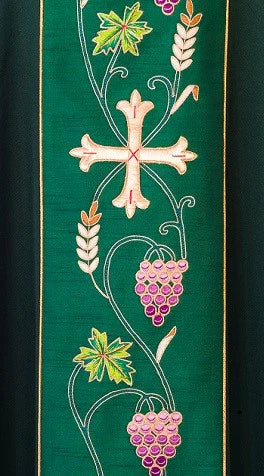 HB135 - Hand Embroidered Chasuble on Luxurious Art Silk Duoponi with Orphrey Detail
