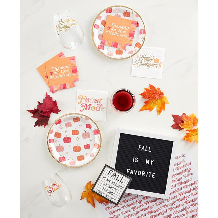 Happy Thanksgiving Foil Beverage Napkins - 6 Pieces Per Package