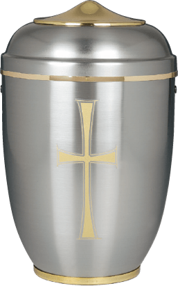 Heaven's Cross Aluminum Memorial Urn with Gold Cross