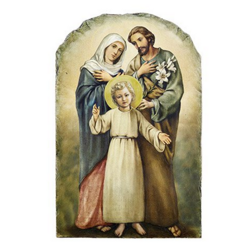 Holy Family Arched Tile Plaque w/ Stand