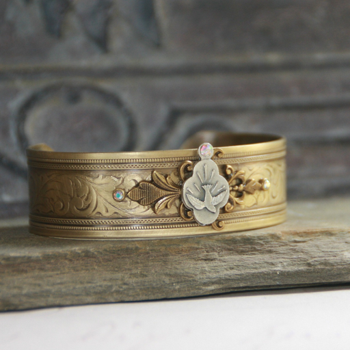 Holy Spirit Dove Hand Crafted Vintage Style Cuff Bracelet