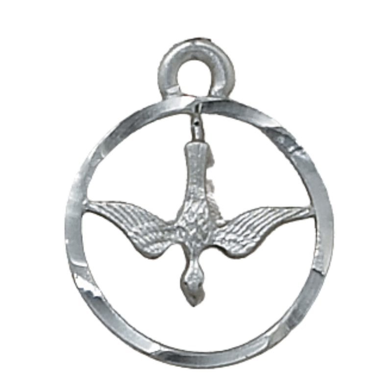 Holy Spirit Dove Medal with Silver Tone Chain