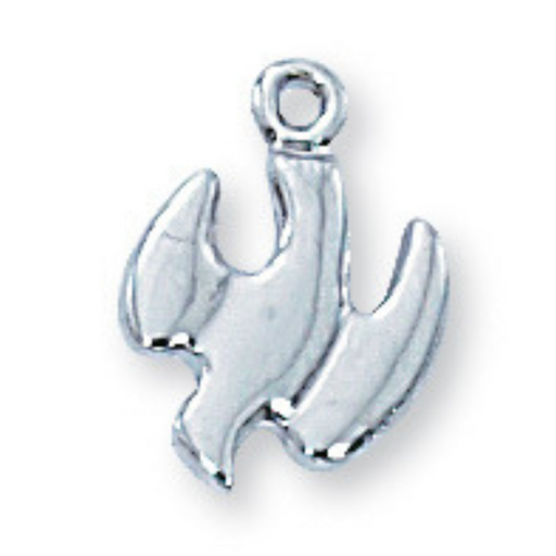 Holy Spirit Medal Sterling Silver with 16" Rhodium Plated Chain