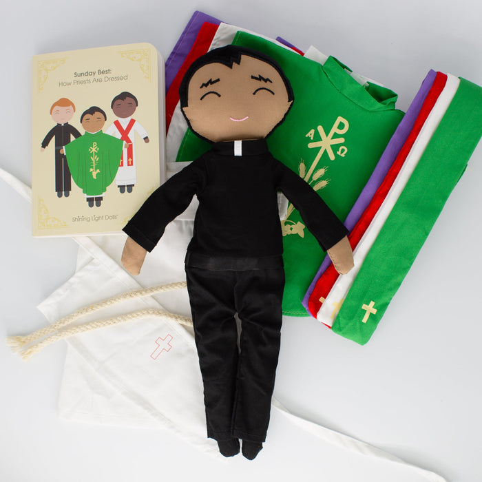 Father Mark Catholic Priest Rag Doll 14 Piece Set