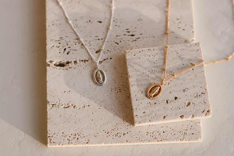 Dainty Miraculous Medal Necklace in Silver