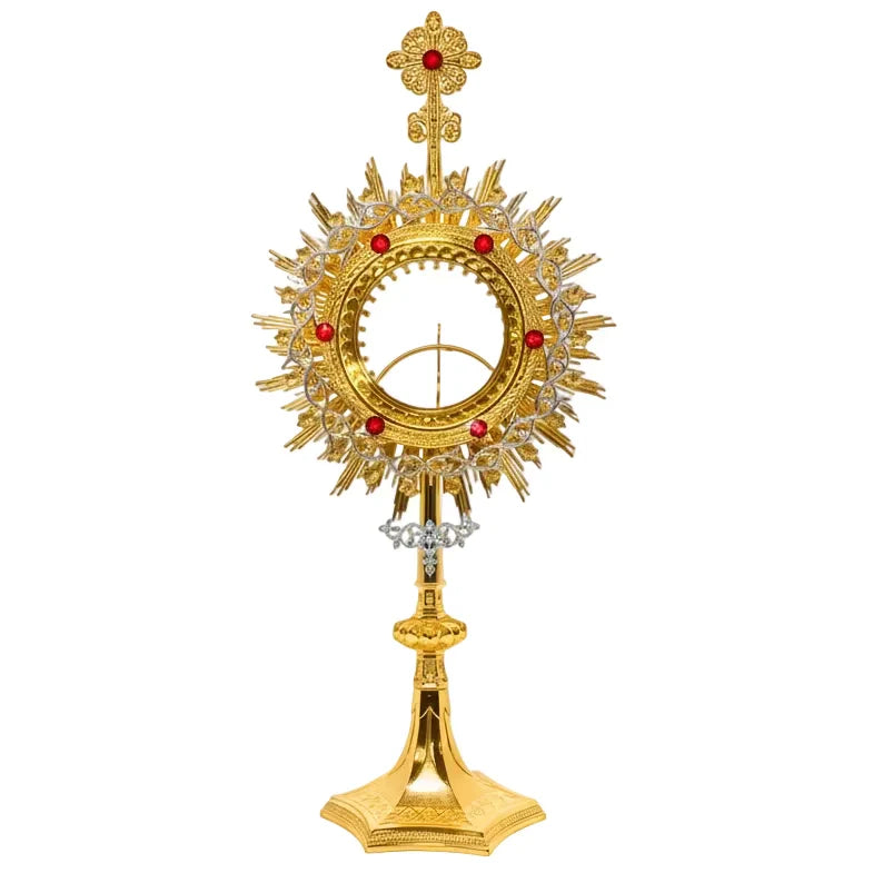 Large Host Monstrance with Luna, Silver Accents | H-210LHS