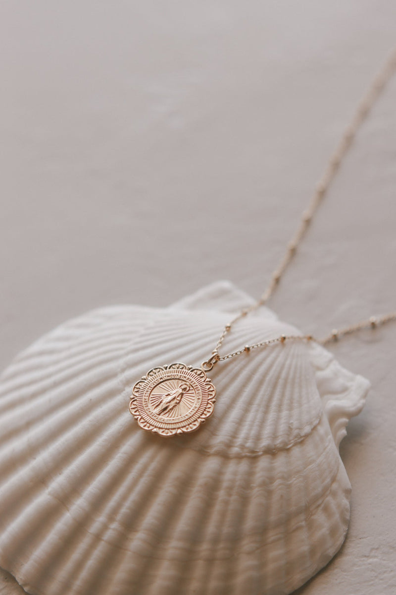 Filigree Miraculous Medal Necklace - Ball & Chain
