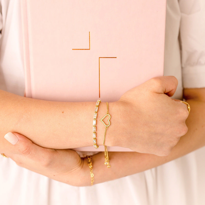 Cubic Zirconia Adjustable Bracelet in Gold and Silver