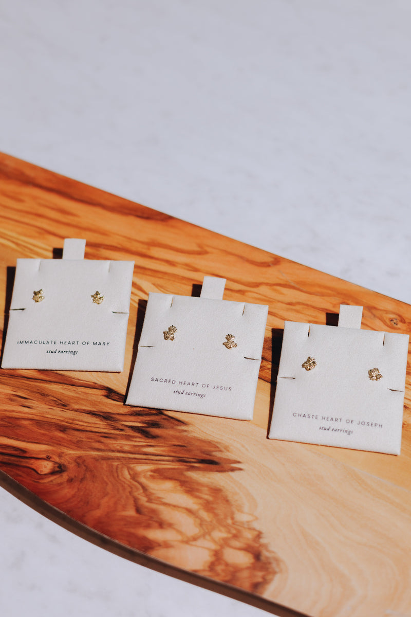 Chaste Heart of Joseph Stud Earrings