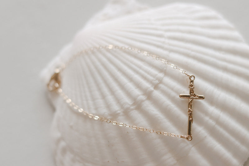 St. Joseph Lily Cross Bracelet