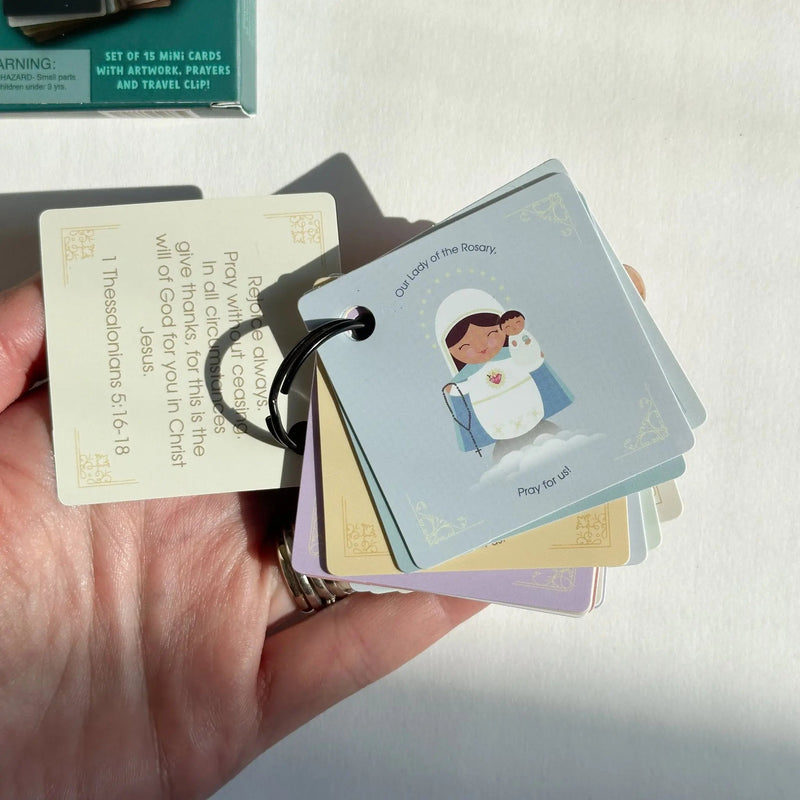 Pocket Prayers Waterproof Catholic Prayer Card Keychain Set