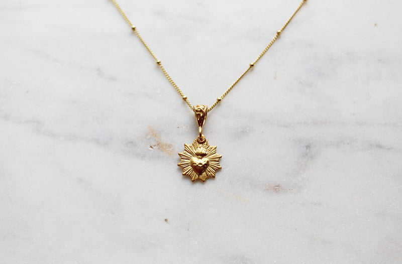 Sacred Heart Scalloped Necklace