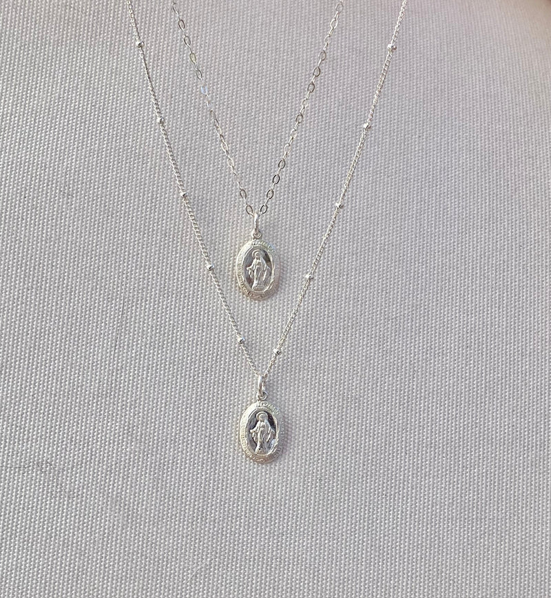 Dainty Miraculous Medal Necklace in Silver