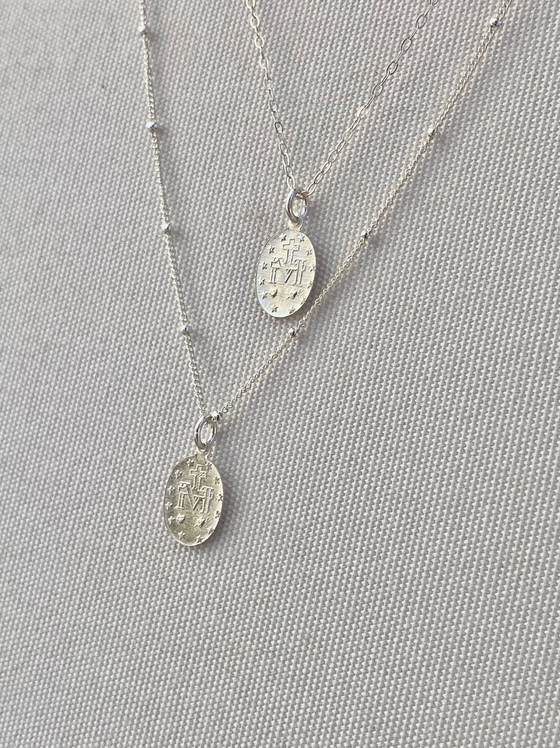 Dainty Miraculous Medal Necklace in Silver