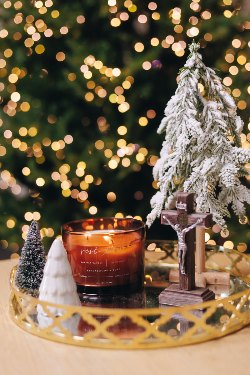 Rest Time Candle Inspired by Jesus 3 Wick Candle