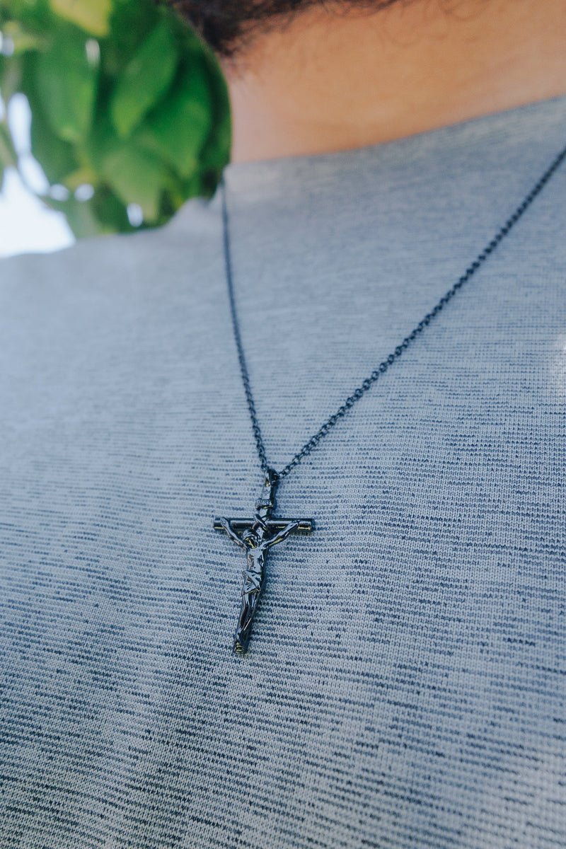 Mens Black Crucifix
