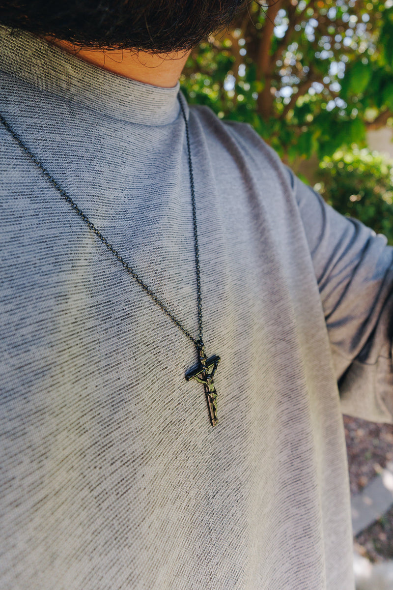 Mens Black Crucifix