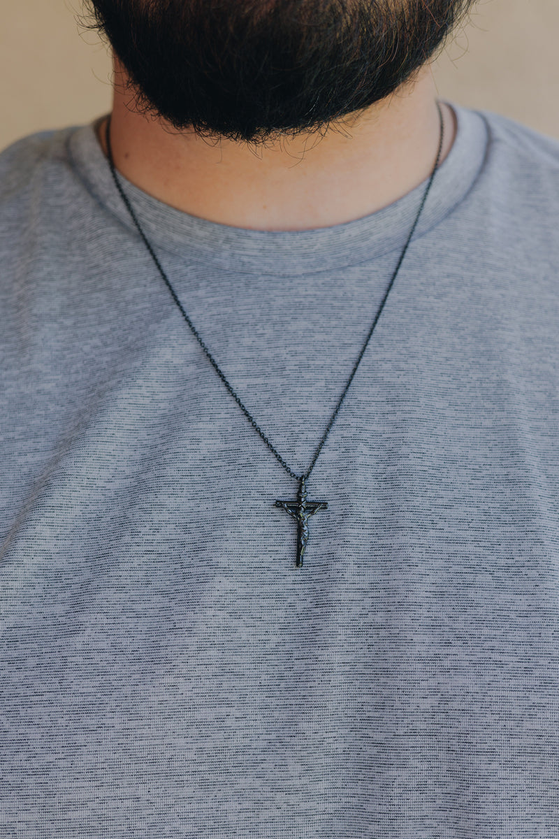 Mens Black Crucifix