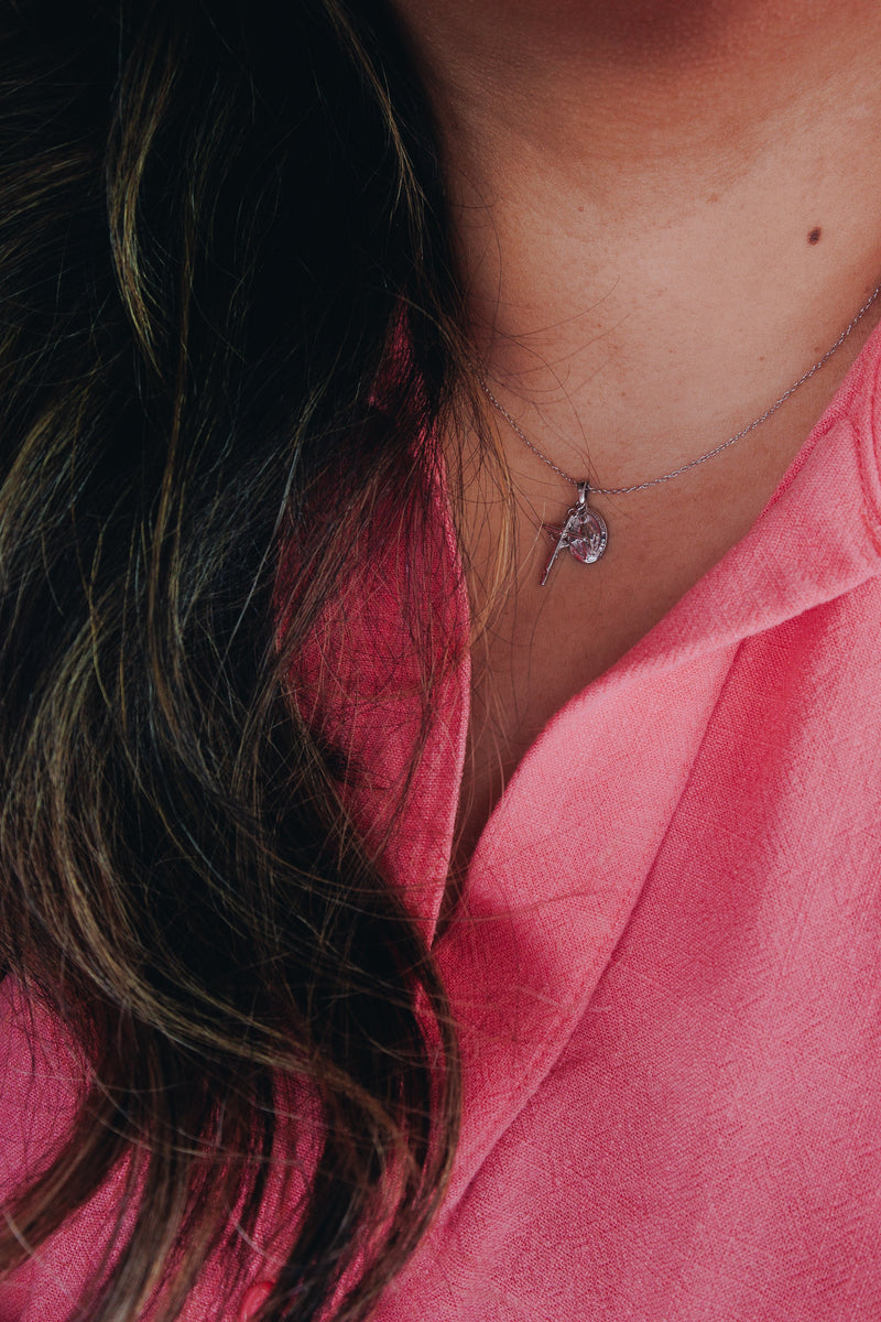 Silver Dainty Crucifix & Miraculous Medal Necklace