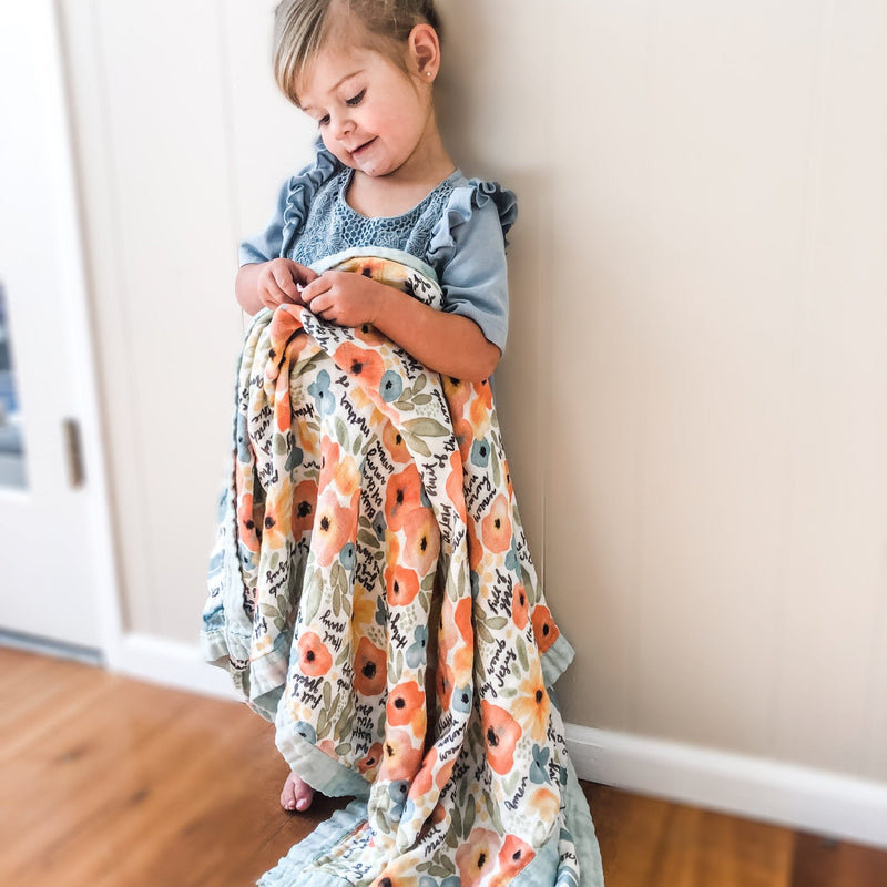 Watercolor Hail Mary Luxury Double Sided Muslin Catholic Blanket