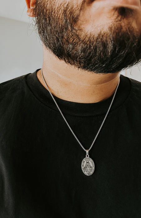 Silver Miraculous Medal for Men