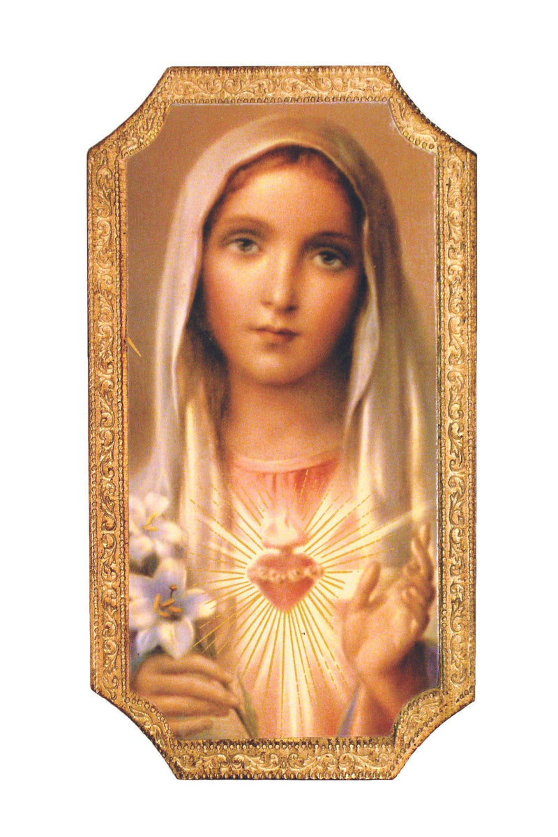 Immaculate Heart of Mary Florentine Plaque – Made in Italy, Religious Wall Art