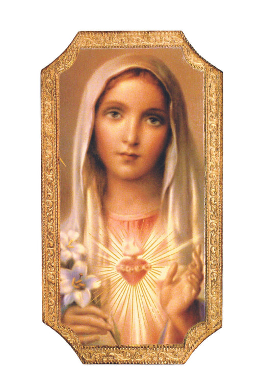 Immaculate Heart of Mary Florentine Plaque – Made in Italy, Religious Wall Art