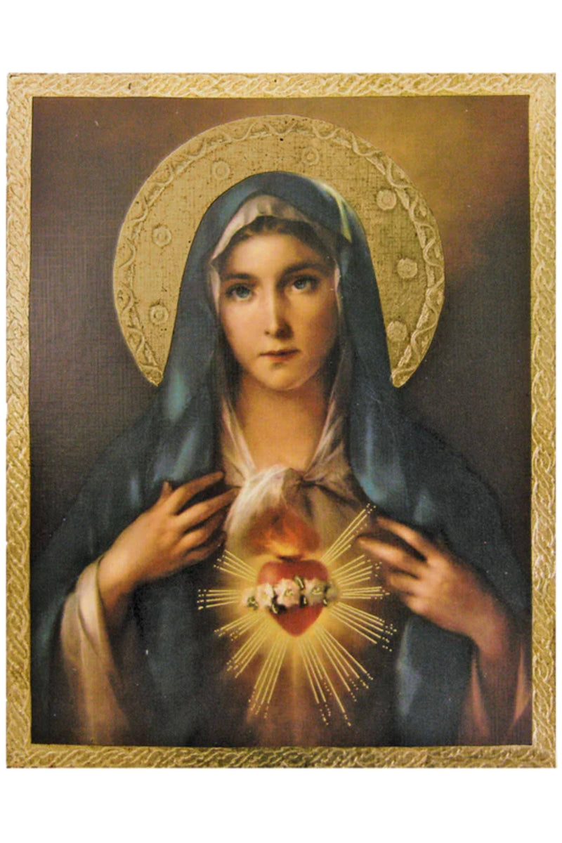 Immaculate Heart of Mary Florentine Plaque by Simeoni – Made in Italy, Religious Wall Art