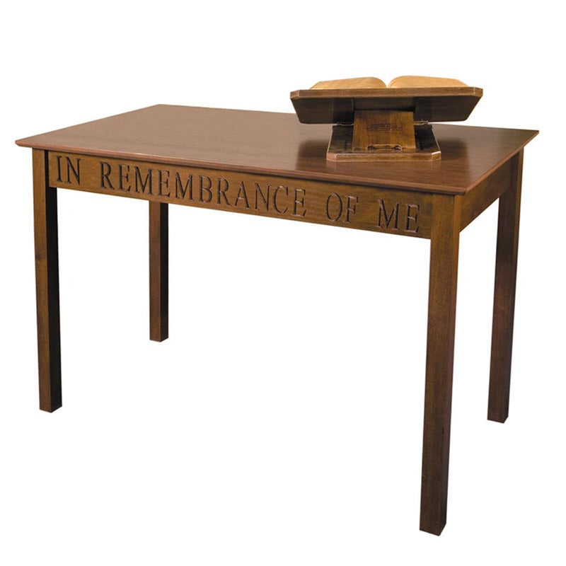 Walnut Stain Church Table - In Remembrance Of Me