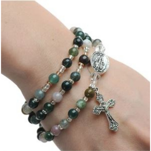 India Agate Gemstone Twistable Wrap Rosary Bracelet Mother's Day Present Mother's Day Gift Mother's Day special item Mother's Day Twistable Full Rosary Wrap Bracelet