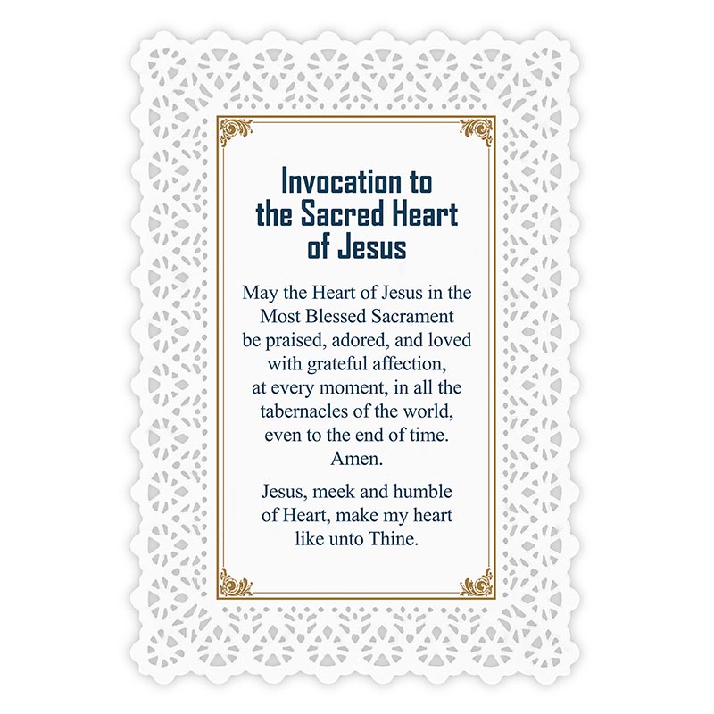 Invocation To The Sacred Heart Of Jesus Lace Holy Card