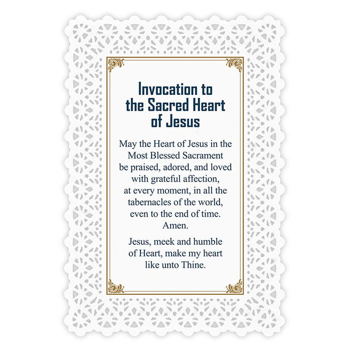 Invocation To The Sacred Heart Of Jesus Lace Holy Card
