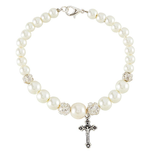 Ivory Pearl Wedding Bracelet with Dangle - 6 Pieces Per Package
