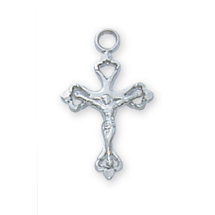 Crucifix Baby Sterling Silver with 13" Fine Rhodium Plated Chain