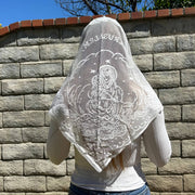 Jerusalem Veil – White Lace Mantilla for Women (48″ x 24″) – Elegant Religious Headcovering for Mass and Devotions