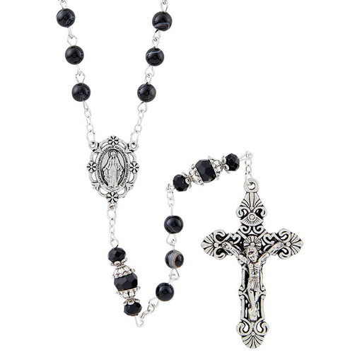 Jet Ravello Collection Rosary With Miraculous Center