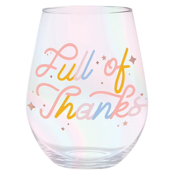 Jumbo Stemless Wine Glass - Full of Thanks - 4 Pieces Per Package