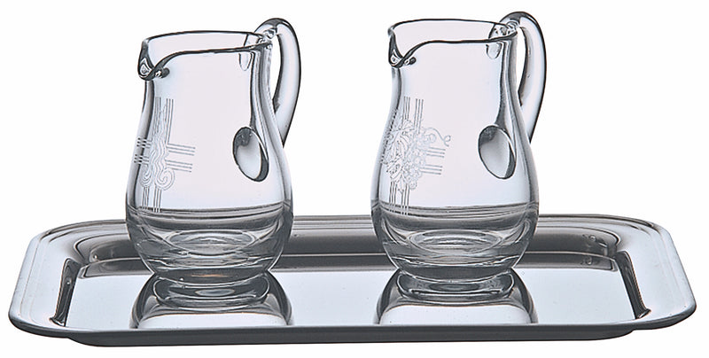 K1262S Cruet Set – 6"x9" Tray with 4 oz. Engraved Crystal Cruets