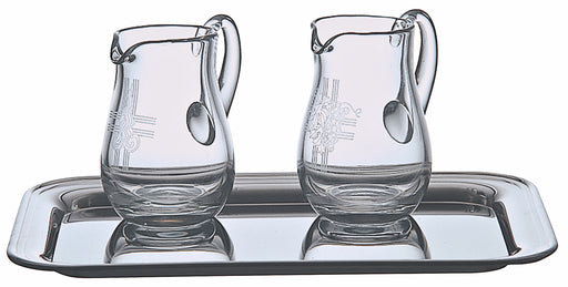 K1262S Cruet Set – 6"x9" Tray with 4 oz. Engraved Crystal Cruets