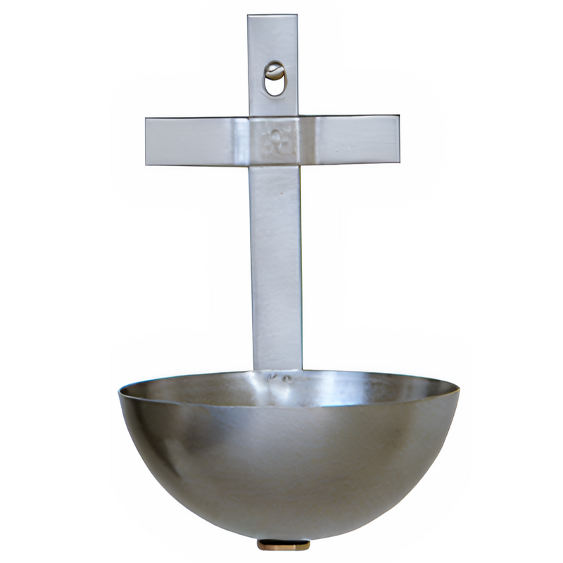 K14 Stainless Steel Holy Water Font – 5" High, 3-1/4" Bowl Diameter