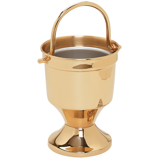 K164BBZ Holy Water Pot with Sprinkler – Bright Bronze, 7" Pot with 9.75" Sprinkler