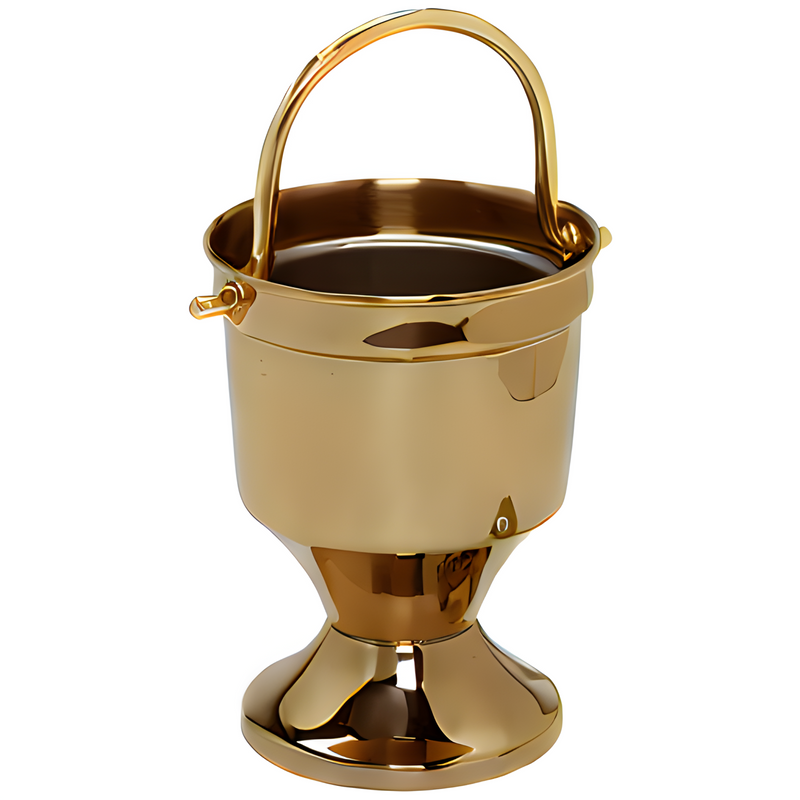K164SBZ Holy Water Pot with Sprinkler – Satin Bronze, 7" Pot with 9.75" Sprinkler
