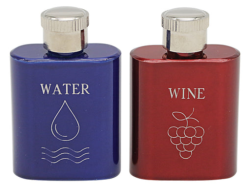 K23 Stainless Steel Cruets – 1 oz. Engraved Water & Wine, Pair